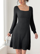 Perfee Butterfly Square Neck Long Sleeve Dress Black OutfitFlow